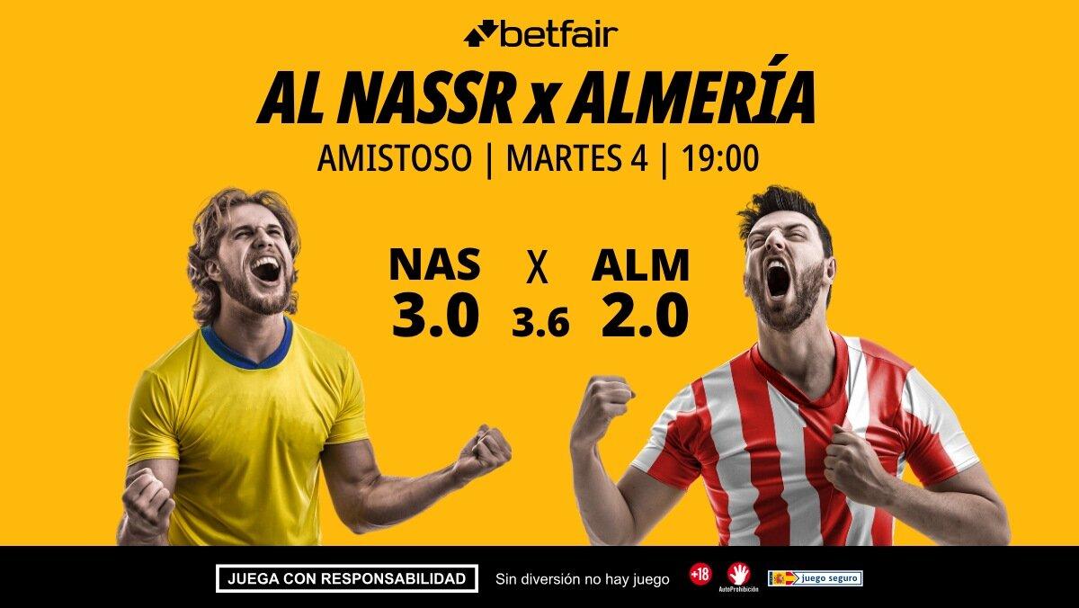 Al Nassr - Almería: alineaciones, horario, dónde ver, pronósticos y estadísticas