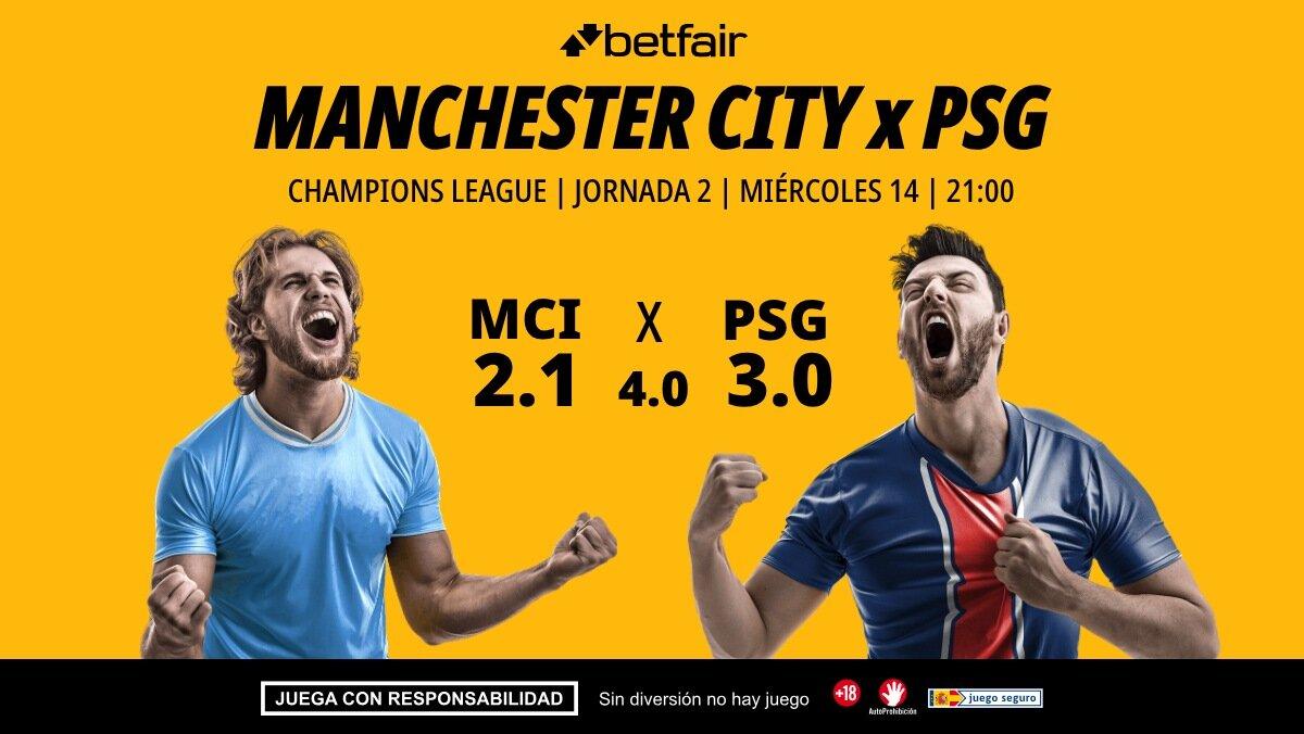 Manchester City - PSG: alineaciones, horario, dónde ver, pronósticos y estadísticas