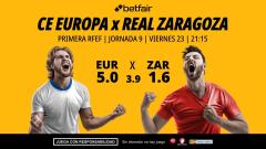 CE Europa - Real Zaragoza: alineaciones, horario, dónde ver, pronósticos y estadísticas
