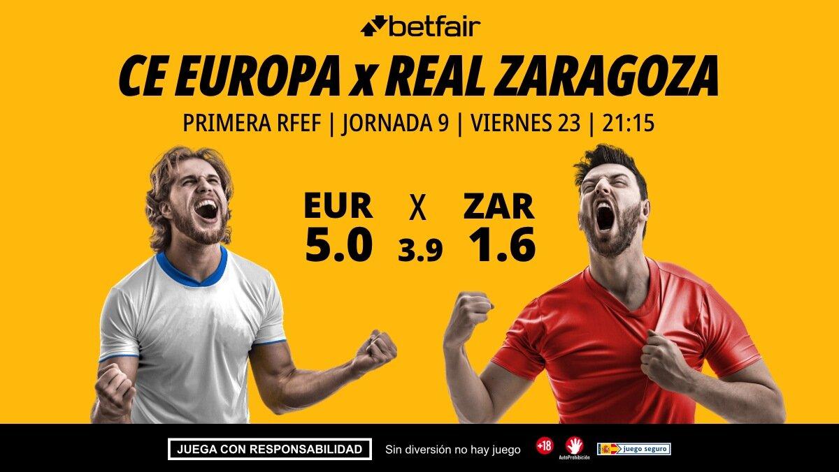 CE Europa - Real Zaragoza: alineaciones, horario, dónde ver, pronósticos y estadísticas