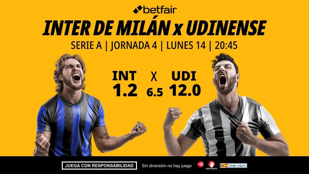 Inter de Milán - Udinese: alineaciones, horario, dónde ver, pronósticos y estadísticas