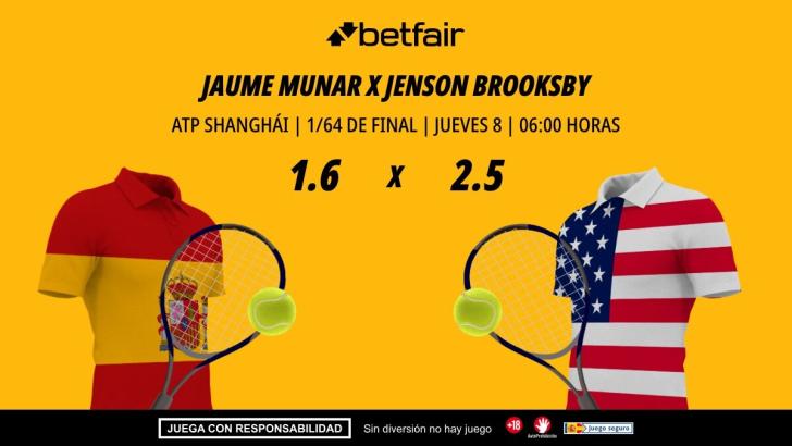 Jaume Munar - Jenson Brooksby: horario, dónde ver, estadísticas y pronósticos