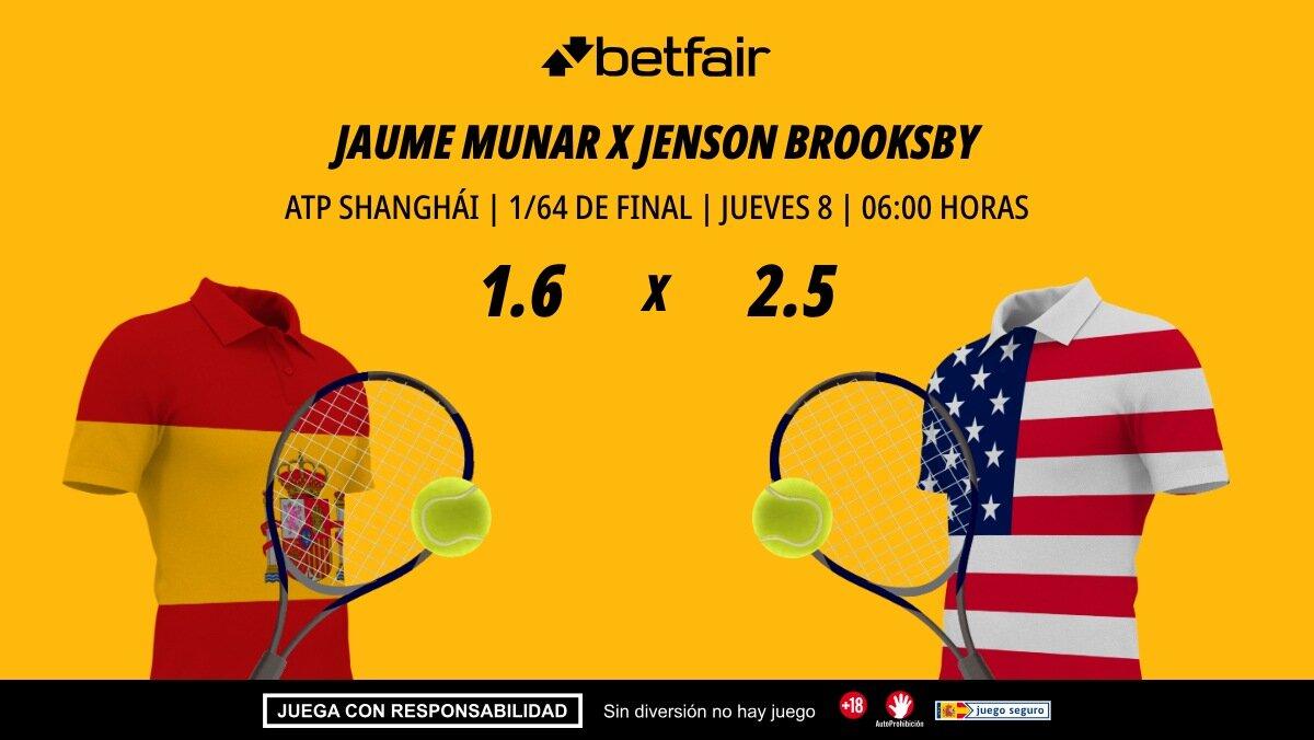 Jaume Munar - Jenson Brooksby: horario, dónde ver, estadísticas y pronósticos