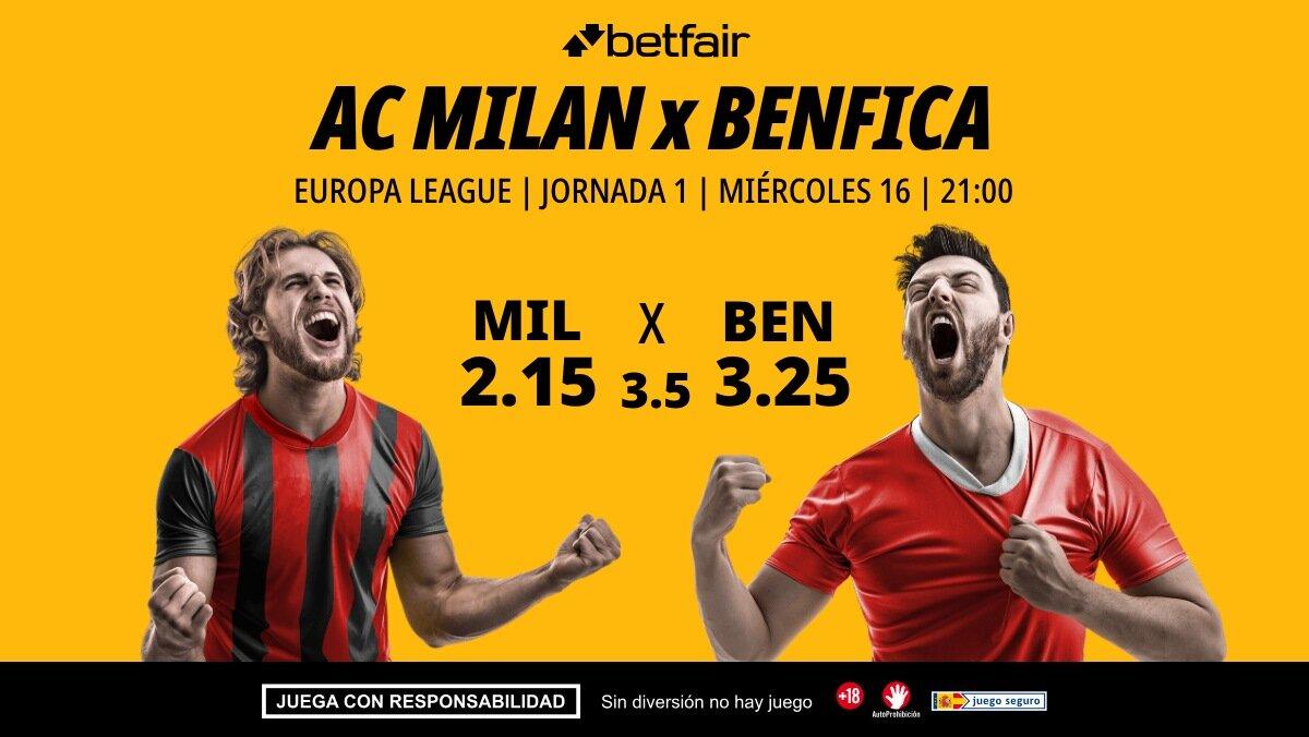 AC Milan - Benfica: alineaciones, horario, dónde ver, pronósticos y estadísticas