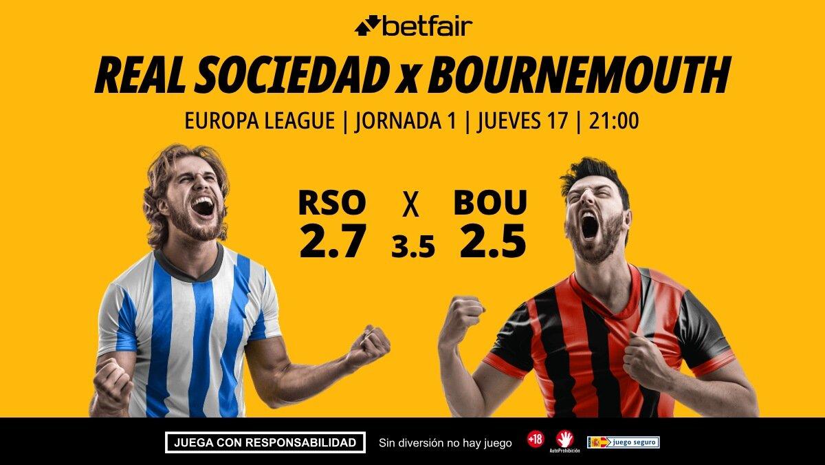Real Sociedad - Bournemouth: alineaciones, horario, dónde ver, pronósticos y estadísticas