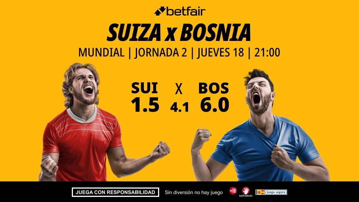 Suiza - Bosnia: horario, dónde ver, alineaciones, pronósticos y estadísticas