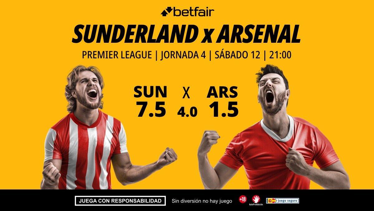 Sunderland - Arsenal: alineaciones, horario, dónde ver, pronósticos y estadísticas