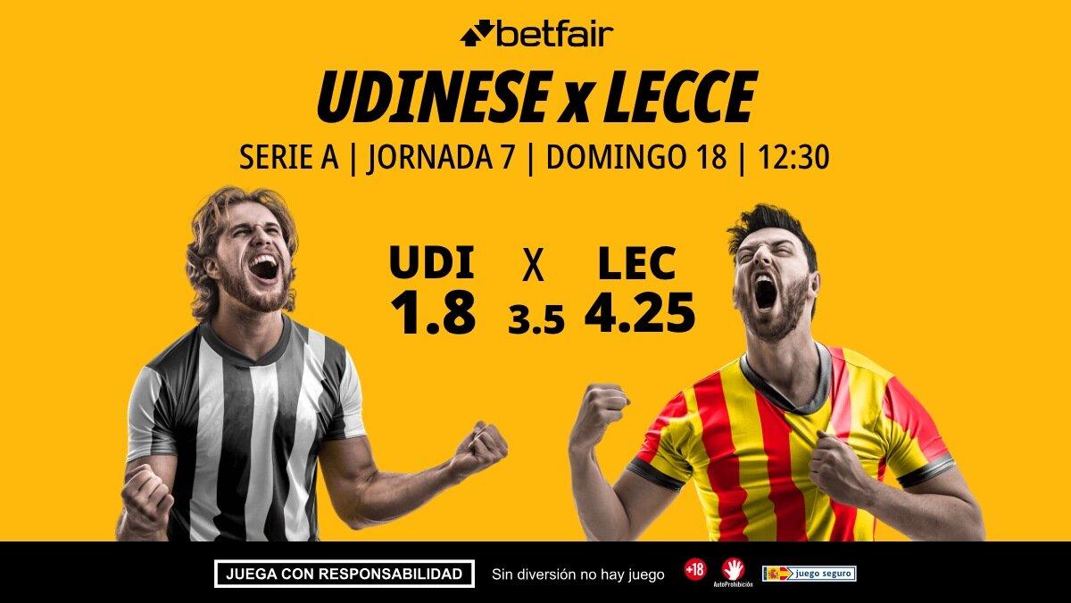 Udinese - Lecce: alineaciones, horario, dónde ver, pronósticos y estadísticas