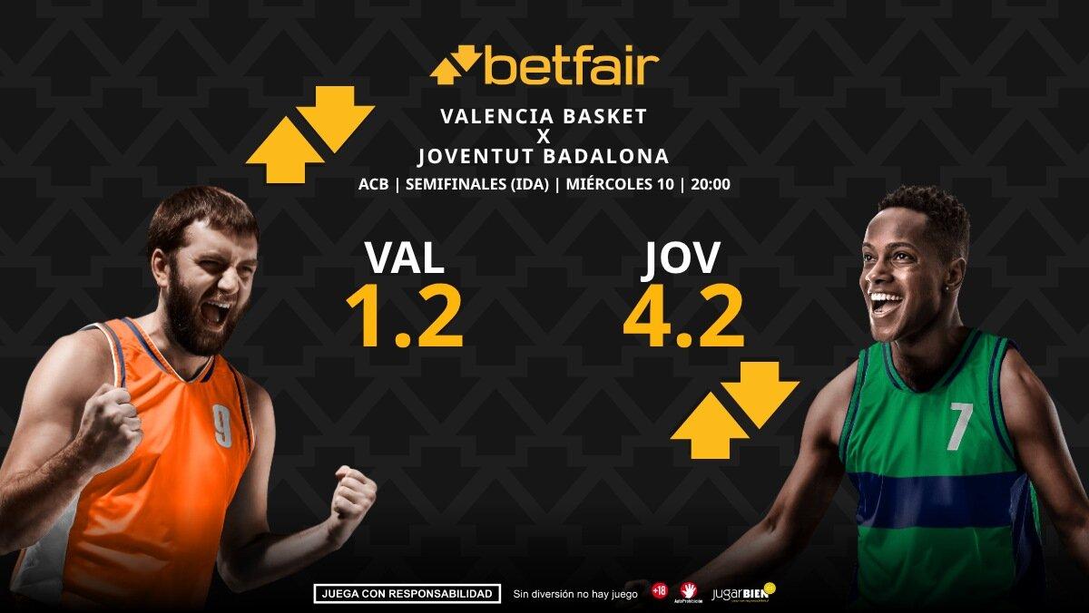 Valencia Basket - Joventut Badalona: horario, dónde ver, pronósticos, estadísticas y cuadro